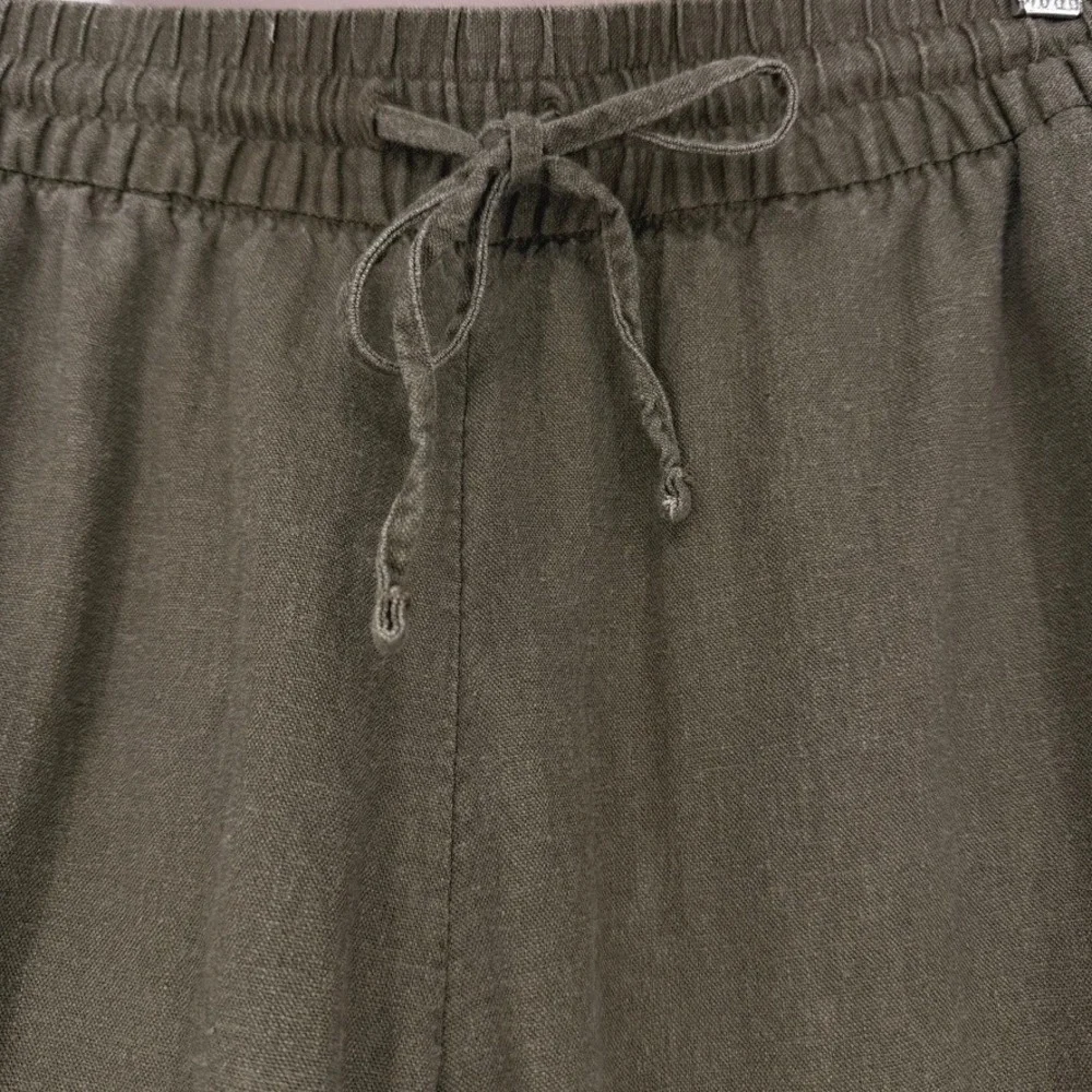 Banana Republic Womens Olive Green Linen Blend Wide‎ Leg Crop Natural Fiber S